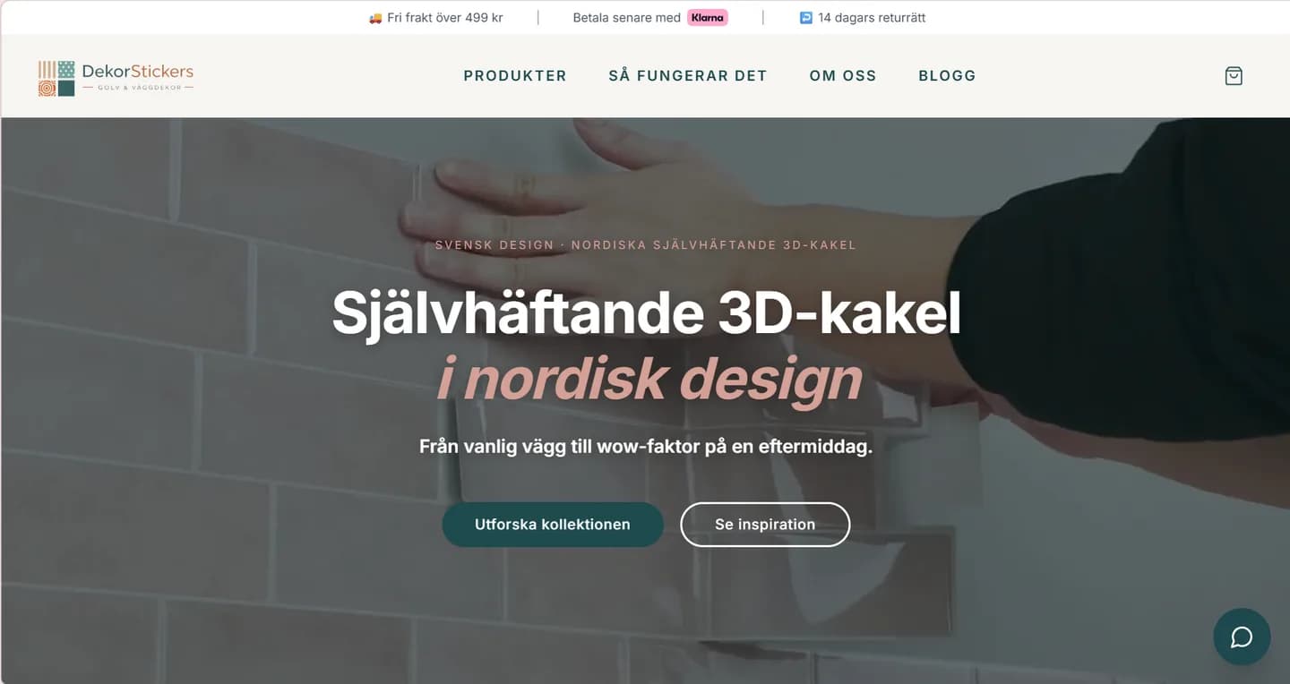 Skärmdump av DekorStickers.se på desktop